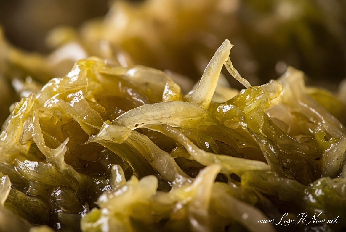 Macro close-up of fermented vegetable texture